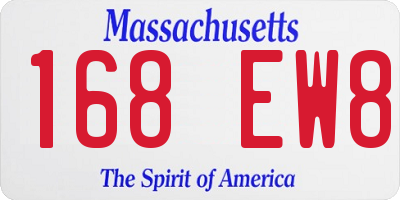 MA license plate 168EW8