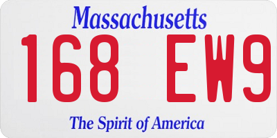 MA license plate 168EW9
