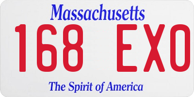 MA license plate 168EX0