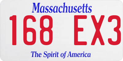 MA license plate 168EX3