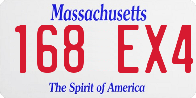 MA license plate 168EX4