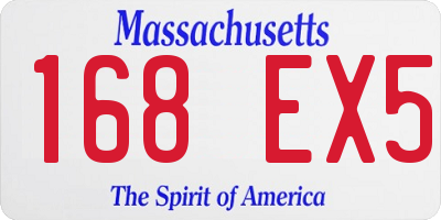 MA license plate 168EX5