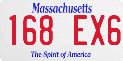 MA license plate 168EX6
