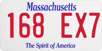 MA license plate 168EX7