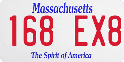 MA license plate 168EX8