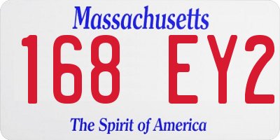 MA license plate 168EY2