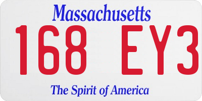 MA license plate 168EY3