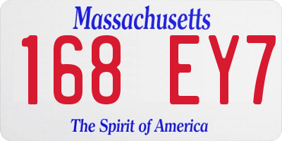 MA license plate 168EY7