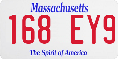 MA license plate 168EY9