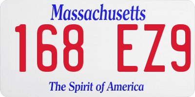 MA license plate 168EZ9