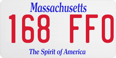 MA license plate 168FF0