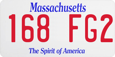 MA license plate 168FG2
