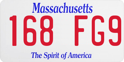 MA license plate 168FG9