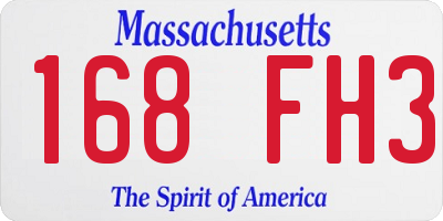 MA license plate 168FH3