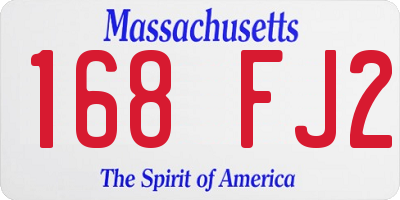 MA license plate 168FJ2