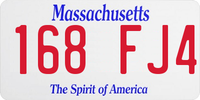 MA license plate 168FJ4