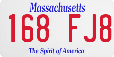 MA license plate 168FJ8