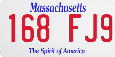MA license plate 168FJ9