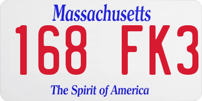 MA license plate 168FK3