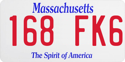 MA license plate 168FK6