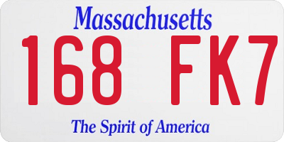 MA license plate 168FK7