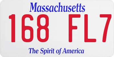 MA license plate 168FL7