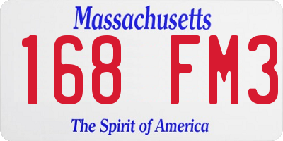 MA license plate 168FM3