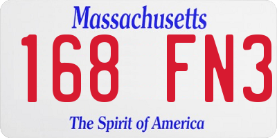 MA license plate 168FN3