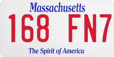 MA license plate 168FN7