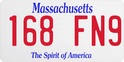 MA license plate 168FN9
