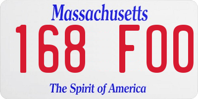 MA license plate 168FO0
