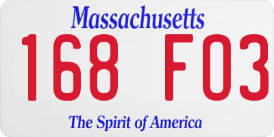 MA license plate 168FO3