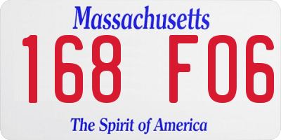 MA license plate 168FO6