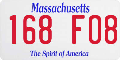 MA license plate 168FO8