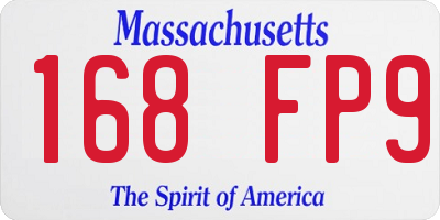 MA license plate 168FP9
