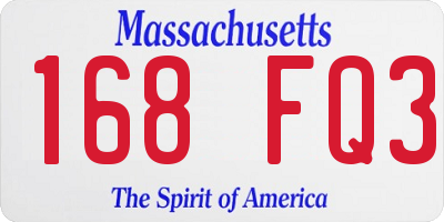 MA license plate 168FQ3