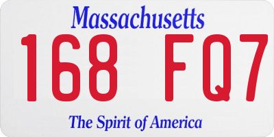 MA license plate 168FQ7