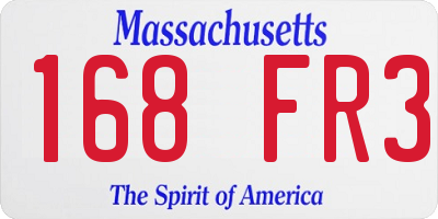 MA license plate 168FR3