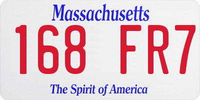 MA license plate 168FR7