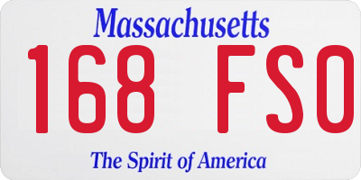 MA license plate 168FS0