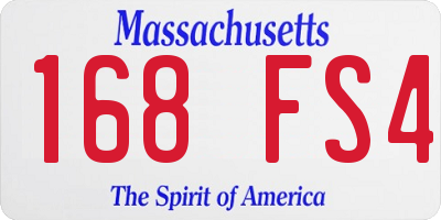 MA license plate 168FS4
