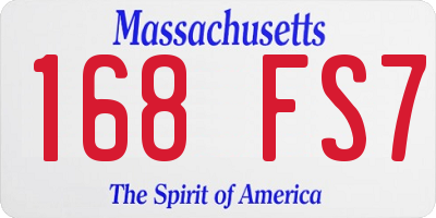 MA license plate 168FS7