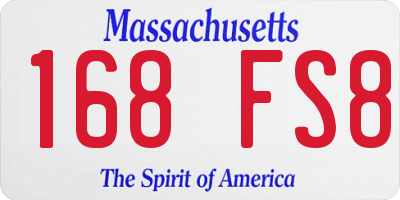 MA license plate 168FS8