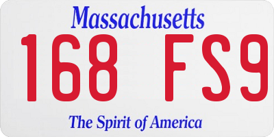 MA license plate 168FS9