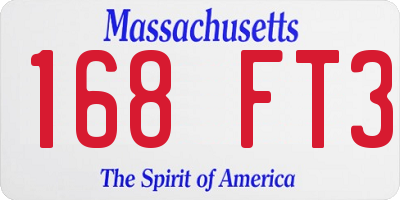 MA license plate 168FT3