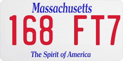 MA license plate 168FT7
