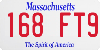 MA license plate 168FT9
