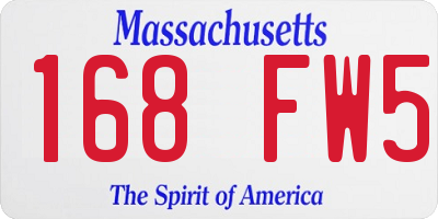 MA license plate 168FW5