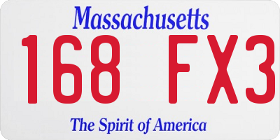 MA license plate 168FX3