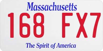 MA license plate 168FX7